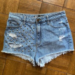 UO BDG studded high rise cheeky denim shorts